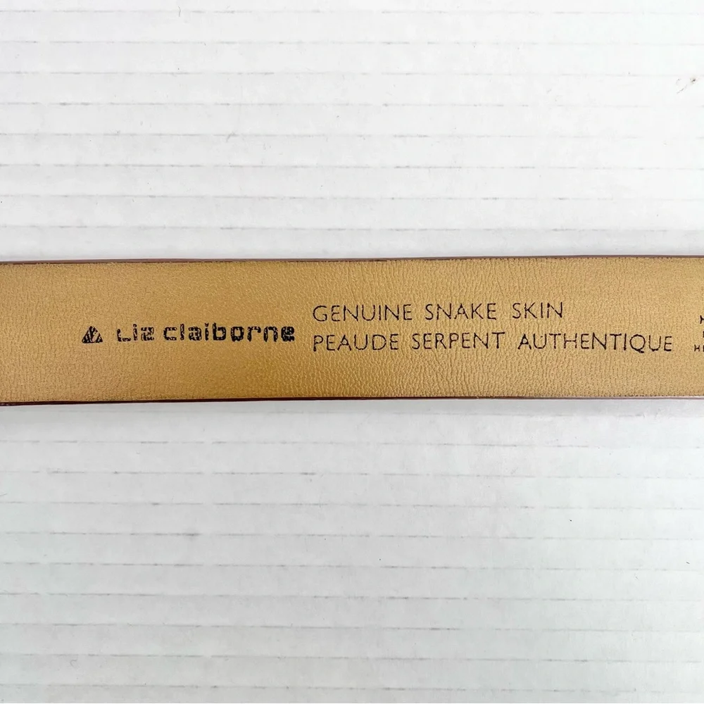 VTG 90s Liz Claiborne Thick Snakeskin Belt S, Classic Boho Luxury